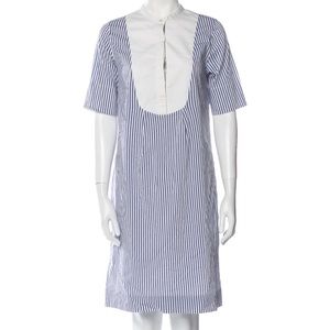 Tonet short sleeve striped‎ bib knee length Shirtdress crew neck Made in Italy